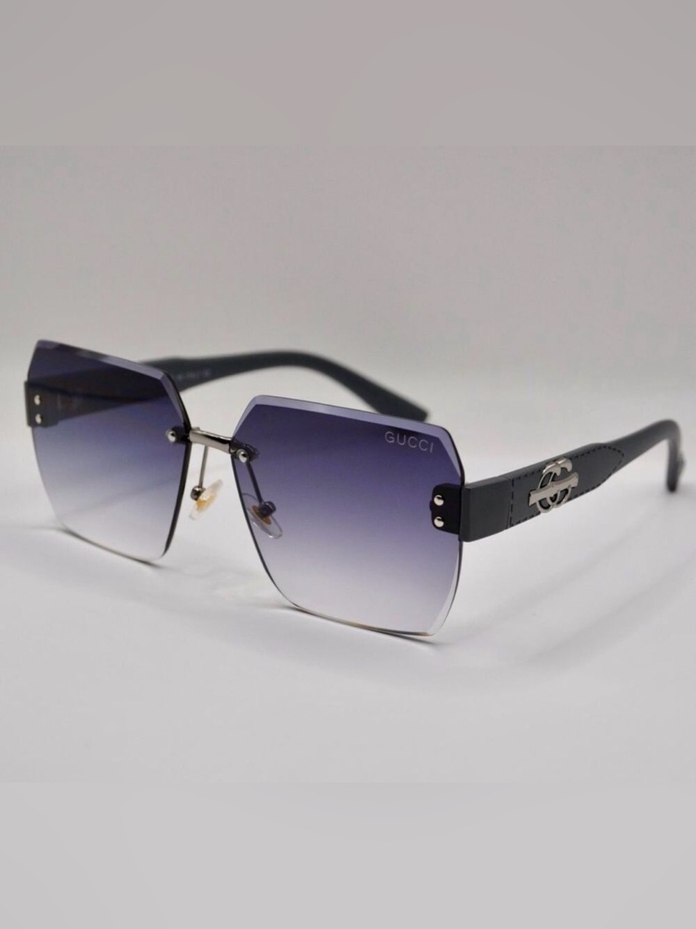 Gucci Women’s Rimless Sunglasses | Silver & Grey-Blue Gradient | New | No Box